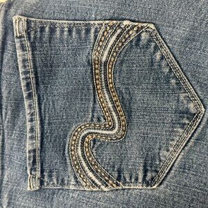 NYDJ Blue Boot Cut Jeans with Tan Stitching